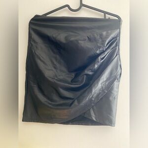 Iris Black Leather Pencil Skirt